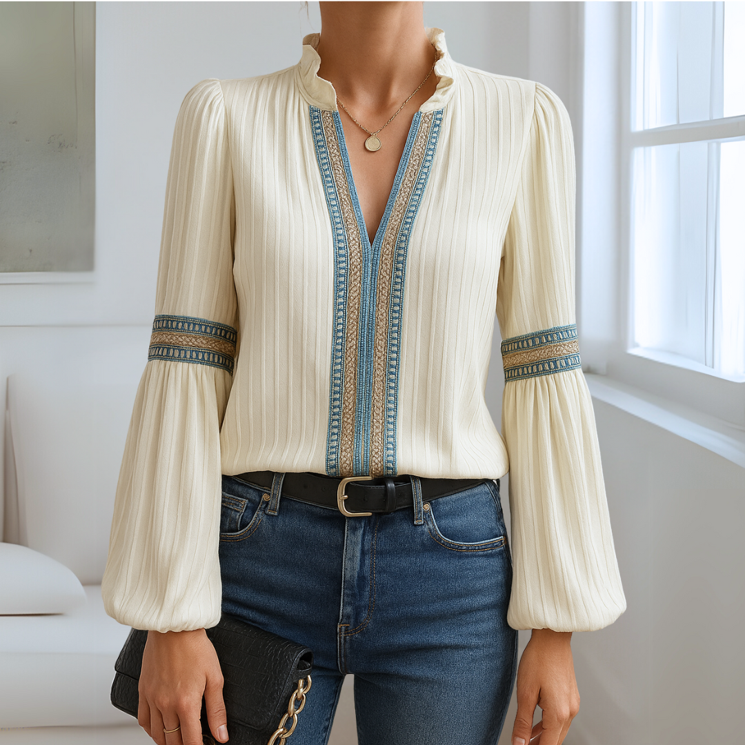 Livia™ | Kanten blouse met V-hals