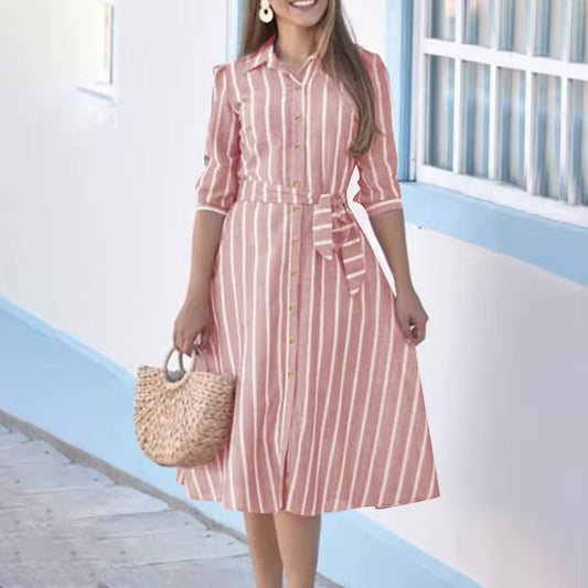 Miranda | Gestreepte jurk met kraag