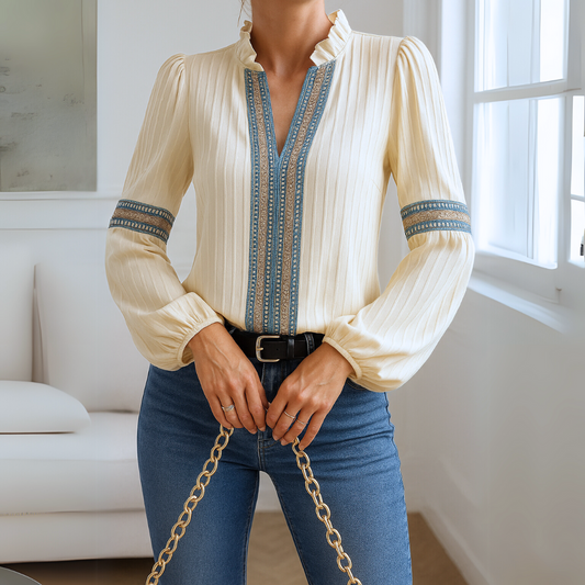 Livia™ | Kanten blouse met V-hals