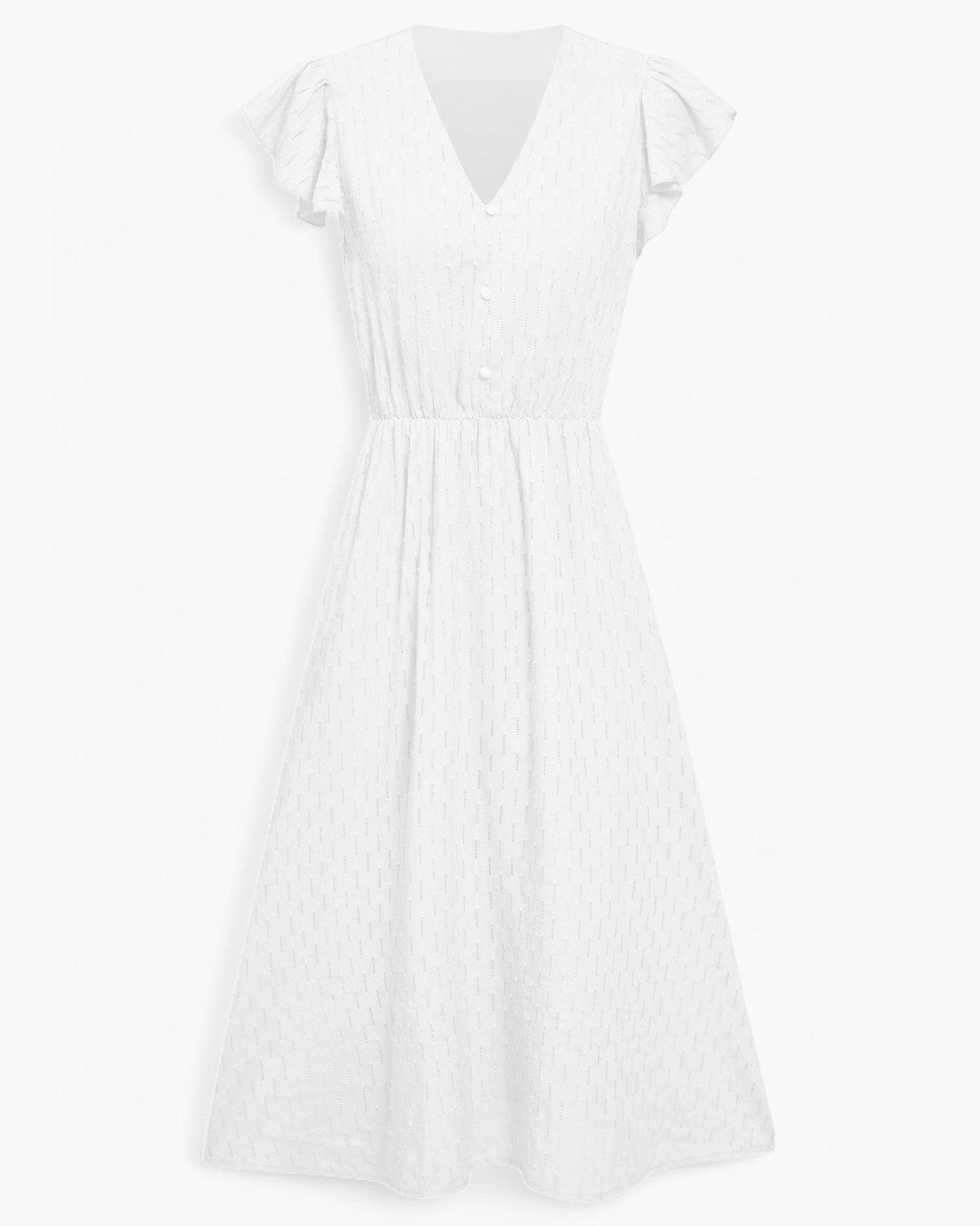 Lara™ | Jurk met V-hals en mouwen met ruches