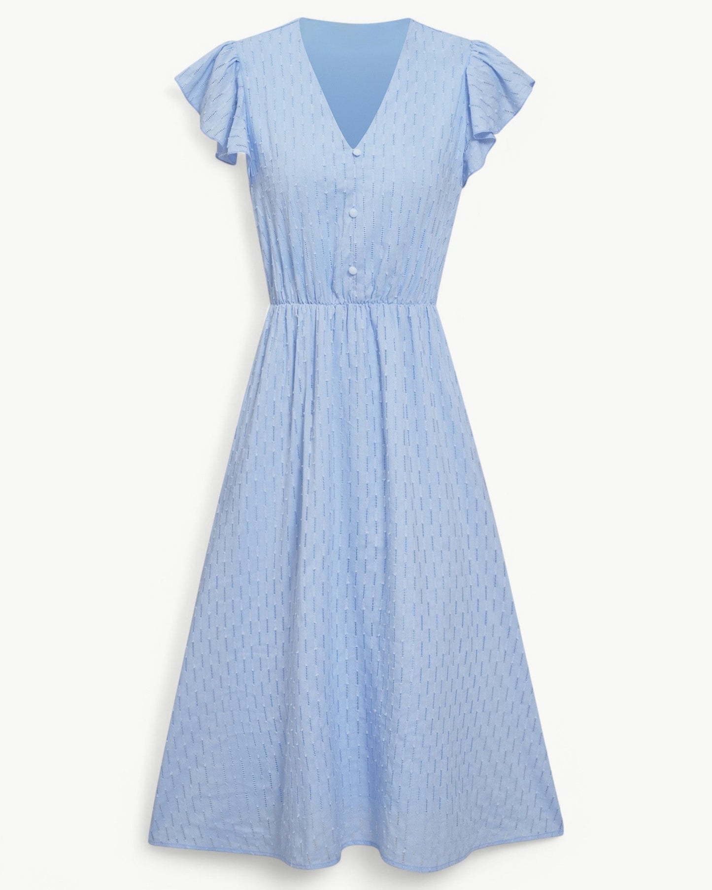 Lara™ | Jurk met V-hals en mouwen met ruches